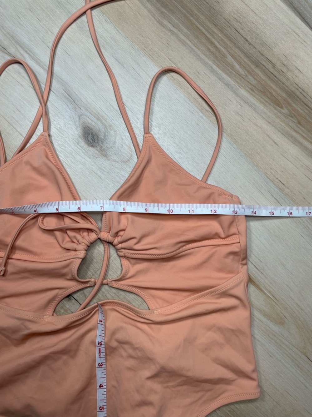 PINK Victoria's Secret Peach One-Piece Swim with Front Cutouts - Picture 6 of 8
